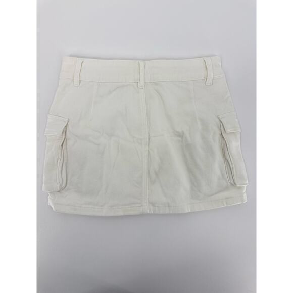 White Stretch Cargo Mini Skirt Size Medium Y2K Festival Pockets Elleven NEW - Picture 7 of 8